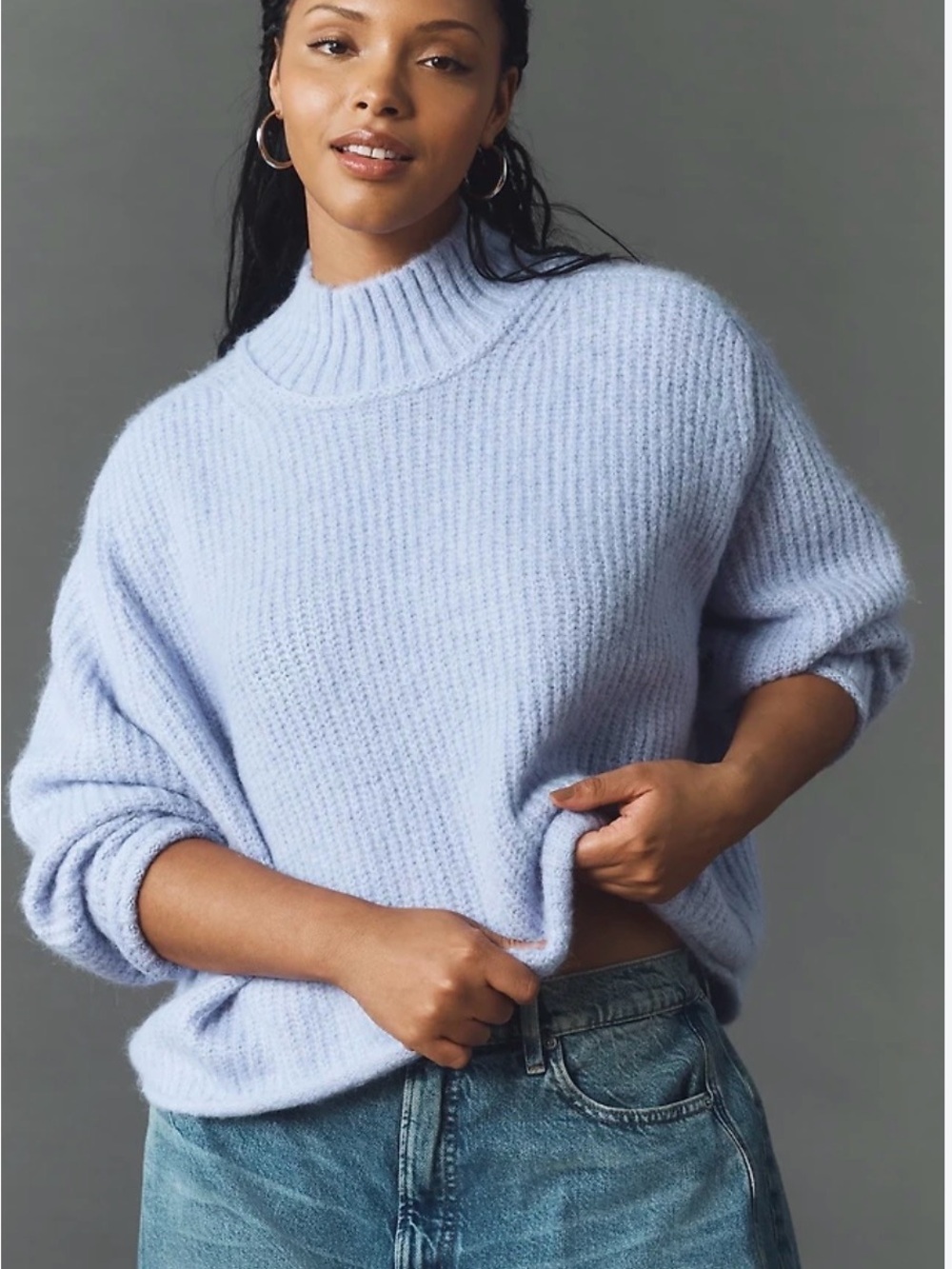 Anthropologie Pilcro The Dawn Mock Neck Chunky Knit Sweater Lilac 1X New - Picture 6 of 6